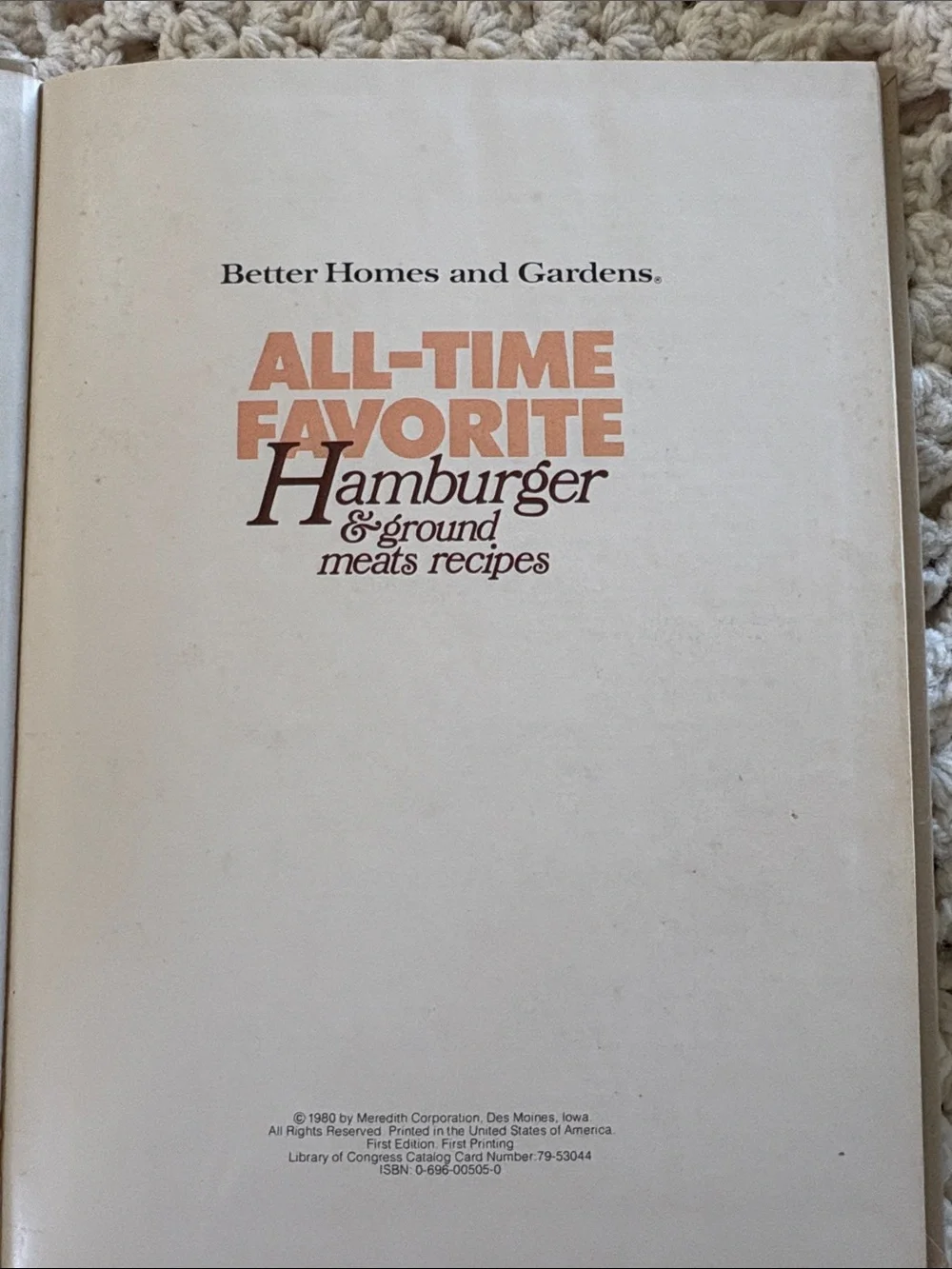 Better Homes and Gardens All-Time Favorite Hamburger Cookbook - Beige Cover